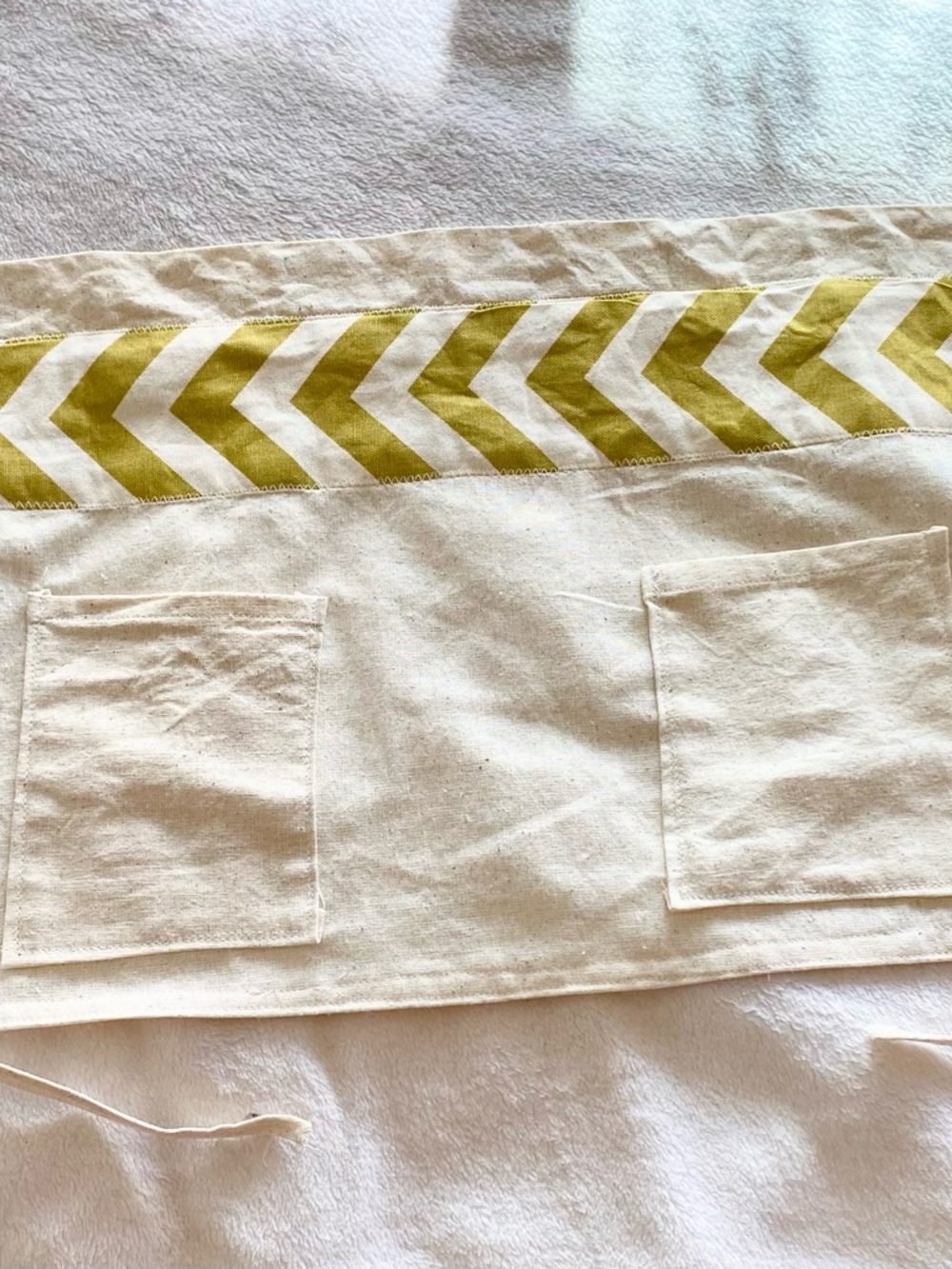 Canvas Half Apron with Yellow Chevron Accent